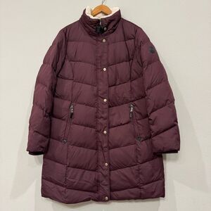 Lauren Ralph Lauren Parka Coat Size Large Burgundy Mid Length *missing hood